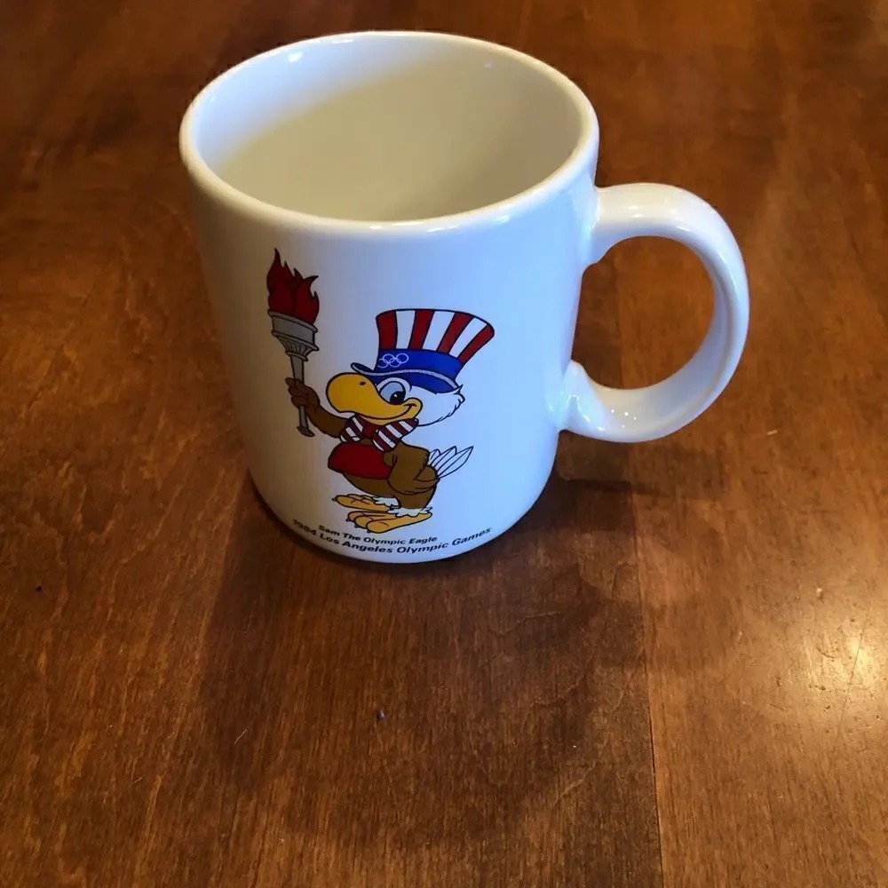 Vintage 1984 Los Angeles Olympic games, Sam, the Olympic eagle mug